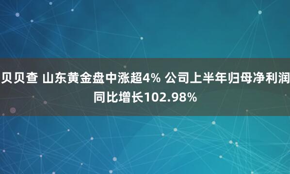 贝贝查 山东黄金盘中涨超4% 公司上半年归母净利润同比增长102.98%